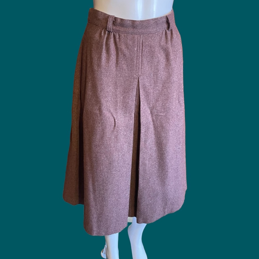Vintage Ann Stevens Wool Skirt pleat purple brown size small